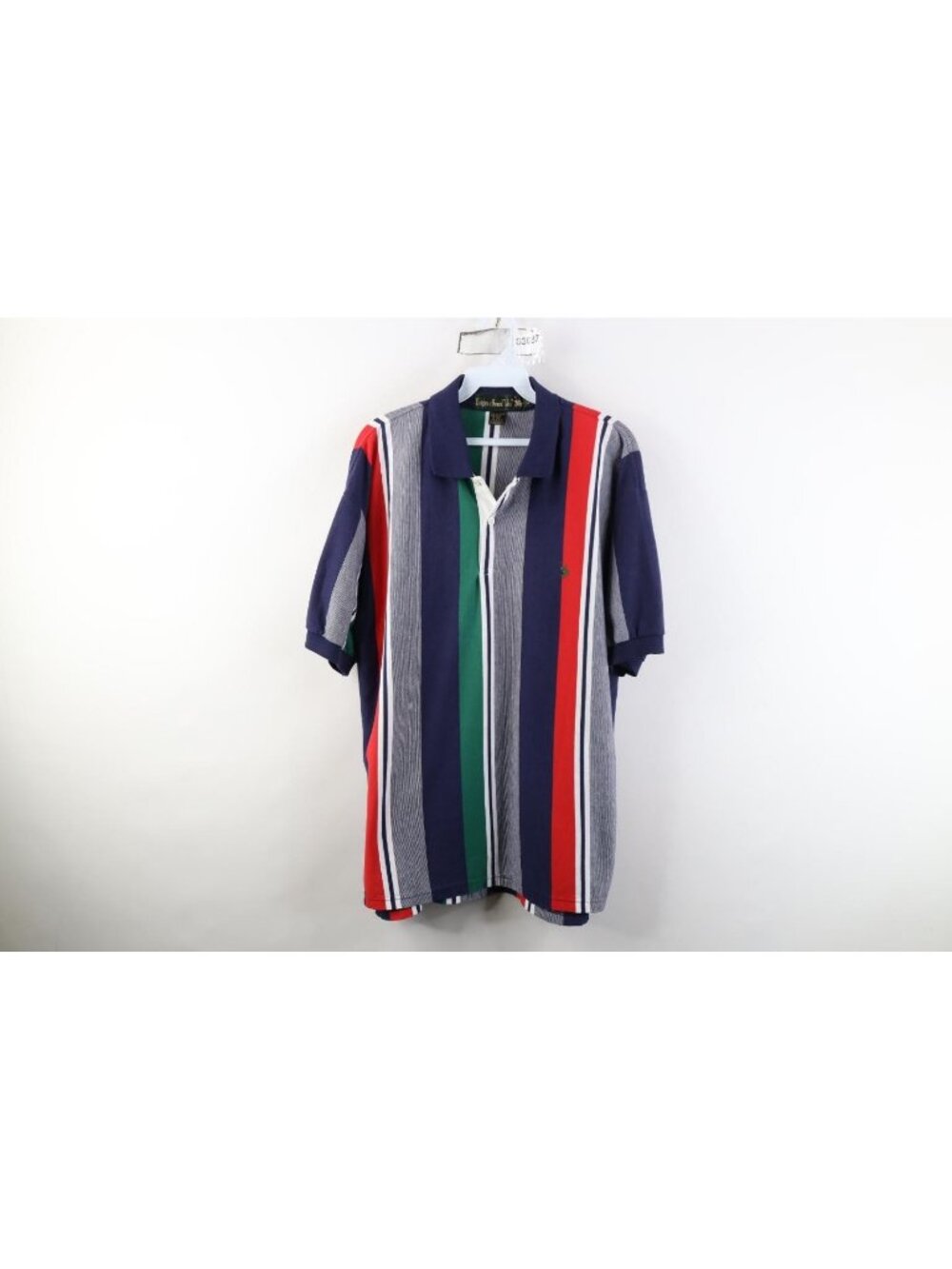 Vintage 90s Streetwear Mens Medium Striped Color Block Knit Golf Polo Shirt